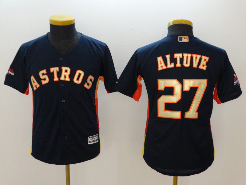 Youth Houston Astros #27 Altuve Blue Champion Edition MLB Jerseys